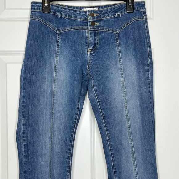 Jill Stuart Blue Denim Bootcut Jeans Exposed Seams Size 8 - Picture 2 of 9